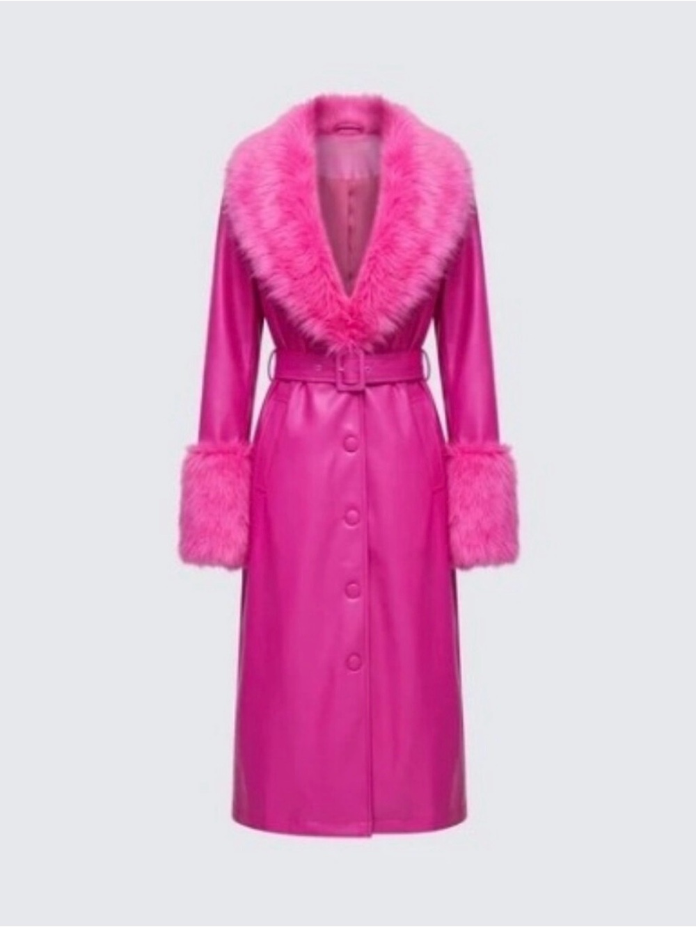 Finesse Willa Pink Vegan Fur Leather Coat